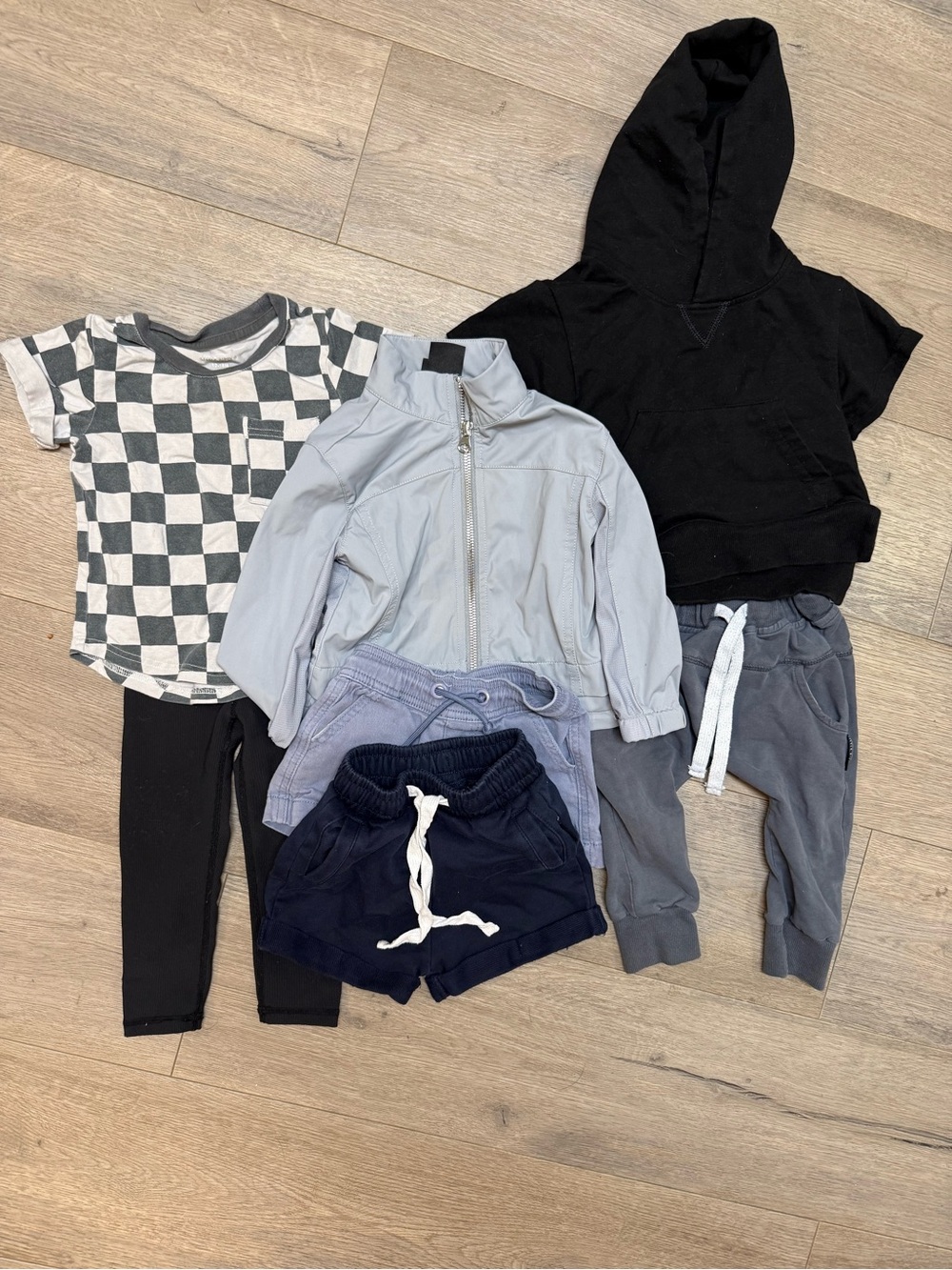 Little Bipsy Black Hoodie & Grey Checker Tee Kids Matching Set